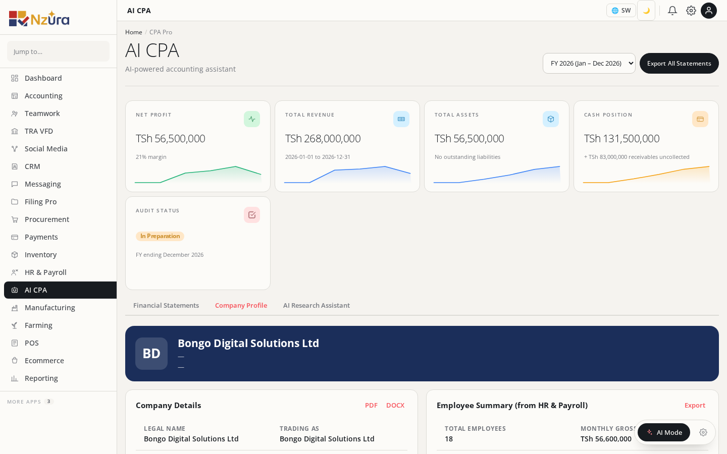 AI CPA company profile