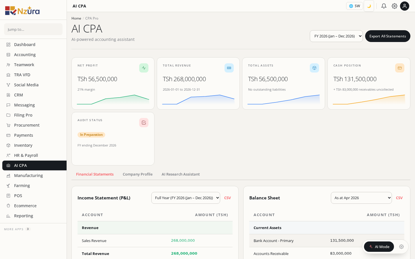 AI CPA financial statements