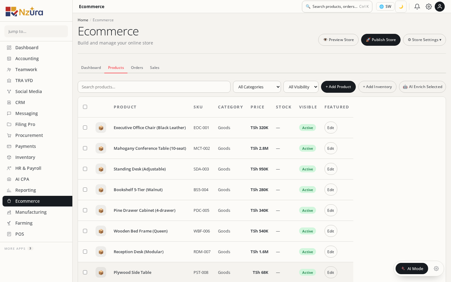 Ecommerce live store preview