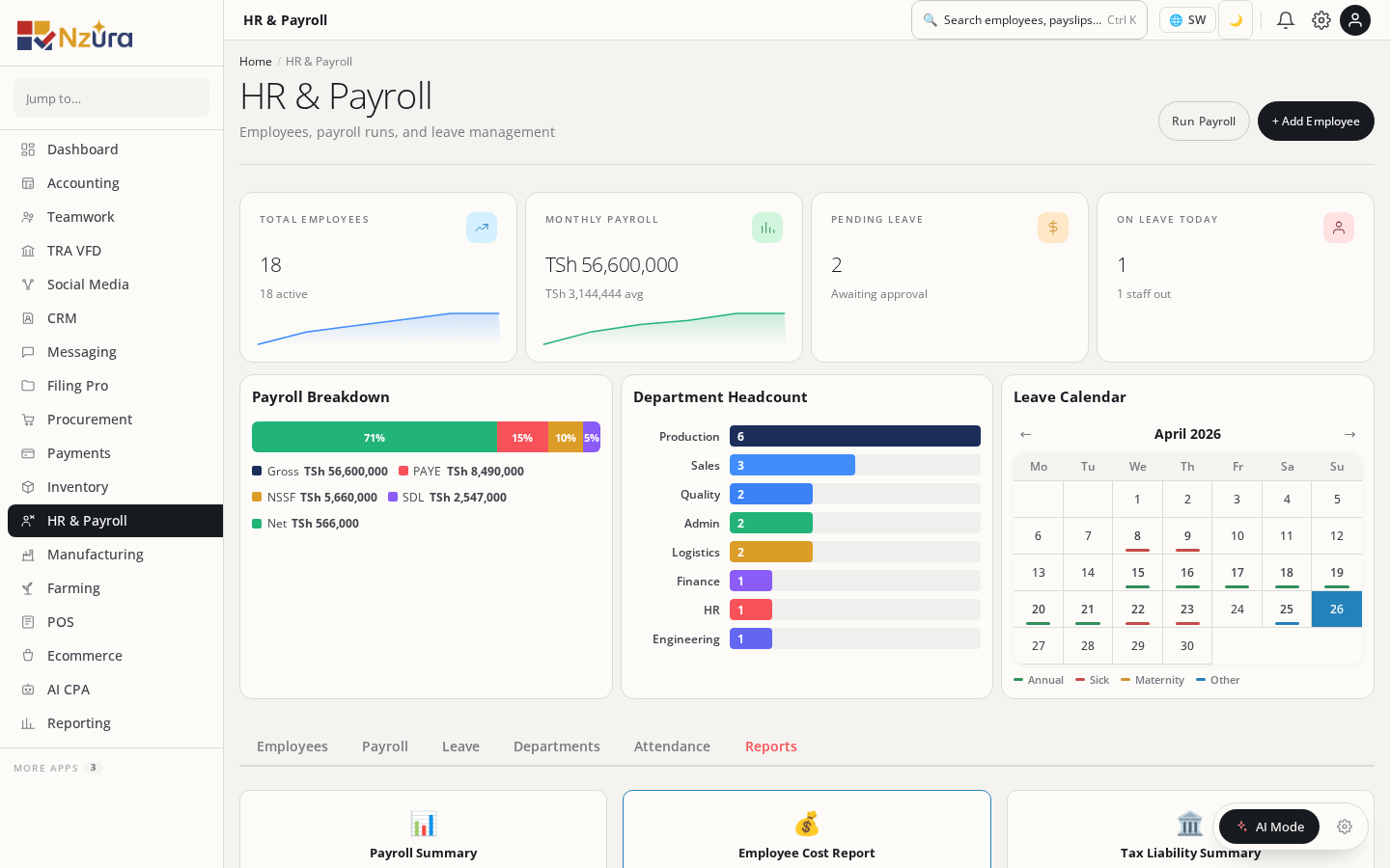 HR statutory reports